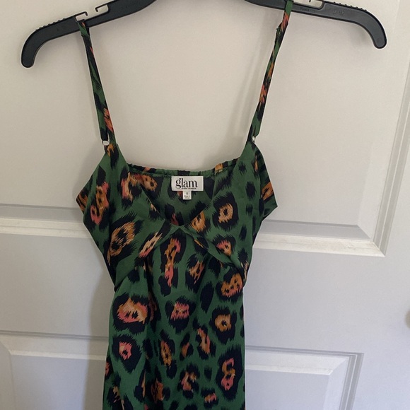 Green Glam Cheetah sundress size small - Picture 3 of 4